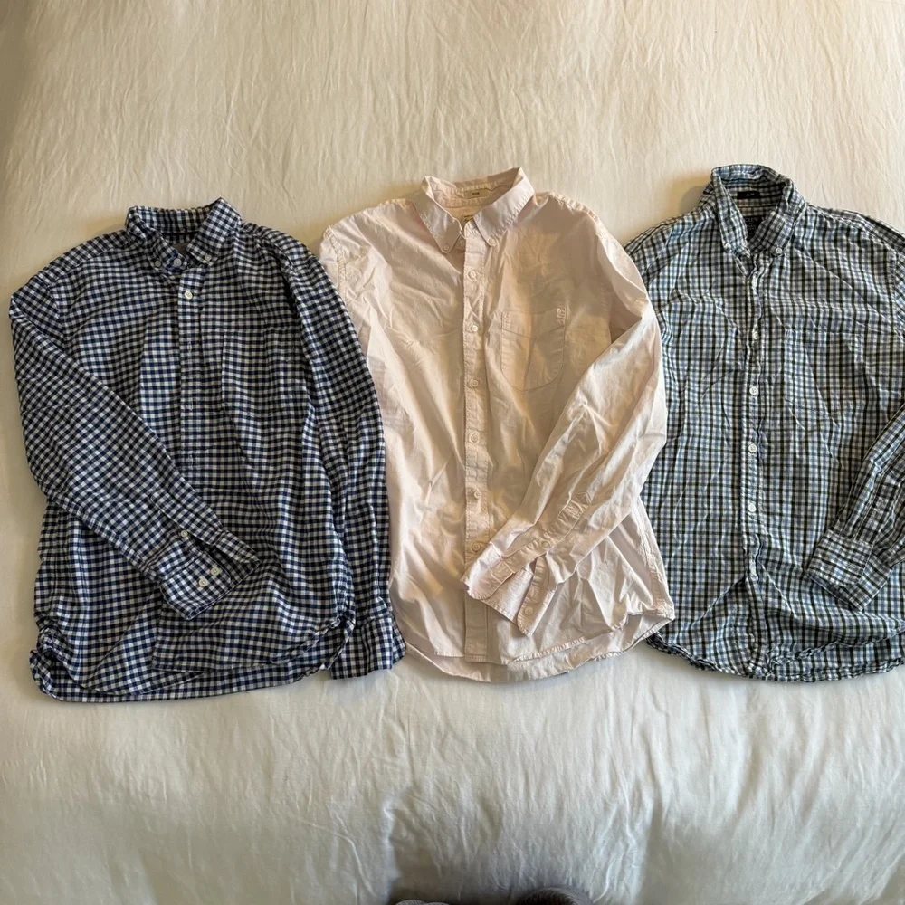 Men's Checkered and Solid Shirts Set